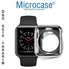 Microcase Apple Watch Series 4-5 44 mm Önü Açık Tasarım Silikon Kılıf - Gümüş