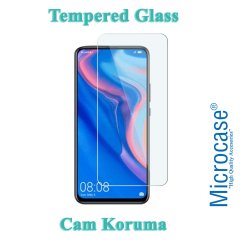 Microcase Huawei Y9 Prime 2019 Brushed Carbon Fiber Silikon Kılıf - Siyah + Tempered Glass Cam Koruma