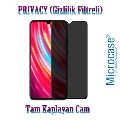 Microcase Xiaomi Redmi Note 8 Privacy Gizlilik Filtreli Tam Kaplayan Tempered Cam - Siyah