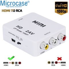 Microcase HDMI to RCA TOS AV Çevirici Dönüştürücü 1080P Mini HDMI2AV Video Conventer - AL2665 Beyaz