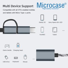 Microcase 2in1 Type C to Micro USB 3.0 OTG Adaptör - Siyah AL2598