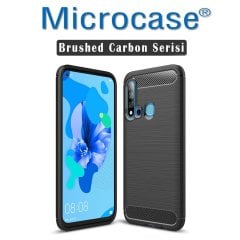 Microcase Huawei Nova 5i Brushed Carbon Fiber Silikon Kılıf - Siyah
