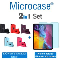 Microcase iPad Pro 2.Nesil 11 inch 2020 360 Derece Döner Stand Kılıf + Nano Esnek Ekran Koruma Filmi