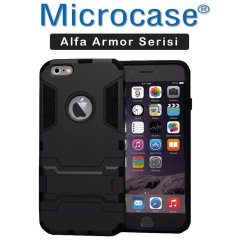 Microcase iPhone 7 Alfa Serisi Armor Standlı Perfect Koruma Kılıf - Siyah