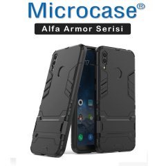 Microcase Huawei Y7 2019 Alfa Serisi Armor Standlı Perfect Koruma Kılıf - Siyah