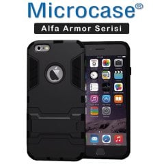 Microcase iPhone 8 Alfa Serisi Armor Standlı Perfect Koruma Kılıf - Siyah