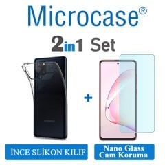 Microcase Samsung Galaxy A81 İnce 0.2 mm Soft Silikon Kılıf - Şeffaf + Nano Esnek Ekran Koruma Filmi