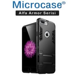 Microcase iPhone 8 Plus Alfa Serisi Armor Standlı Perfect Koruma Kılıf - Siyah