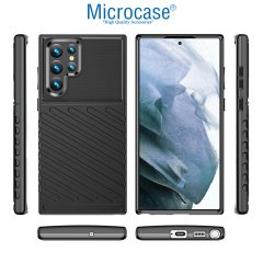 Microcase Samsung Galaxy S22 Ultra 5G Thunder Serisi Darbeye Dayanıklı Silikon Kılıf - Siyah