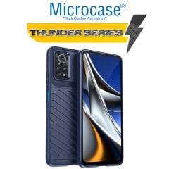 Microcase Xiaomi Poco X4 Pro 5G Thunder Serisi Darbeye Dayanıklı Silikon Kılıf - Mavi