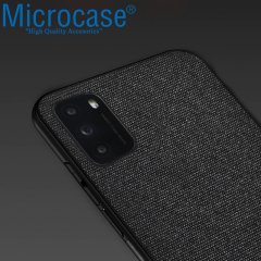 Xiaomi Poco M3 Fabrik Serisi Kumaş ve Deri Desen Kılıf - Siyah