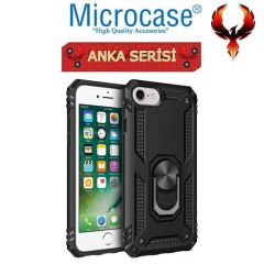 Microcase İphone SE 2020 Anka Serisi Yüzük Standlı Armor Kılıf- Siyah