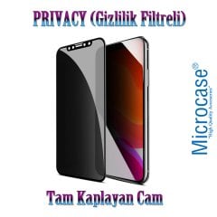 Microcase iPhone 11 Pro Privacy Gizlilik Filtreli Tam Kaplayan Tempered Cam - Siyah