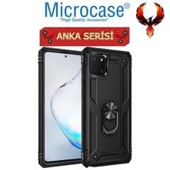 Microcase Samsung Note 10 Lite Anka Serisi Yüzük Standlı Armor Kılıf- Siyah