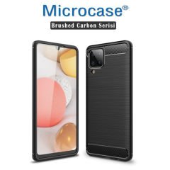 Microcase Samsung Galaxy A12 Brushed Carbon Fiber Silikon Kılıf - Siyah