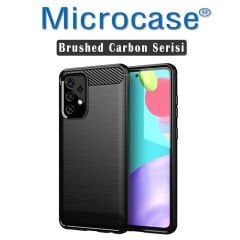 Microcase Samsung Galaxy A52 Brushed Carbon Fiber Silikon Kılıf - Siyah
