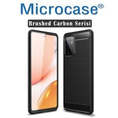 Microcase Samsung Galaxy A72 Brushed Carbon Fiber Silikon Kılıf - Siyah
