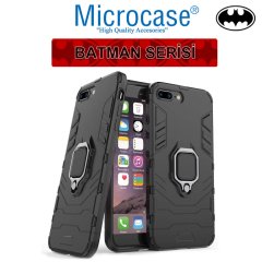 Microcase iPhone 7 Plus Batman Serisi Yüzük Standlı Armor Kılıf - Siyah