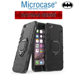 Microcase iPhone 8 Batman Serisi Yüzük Standlı Armor Kılıf - Siyah