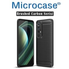 Microcase Xiaomi Mi 10S Brushed Carbon Fiber Silikon Kılıf - Siyah