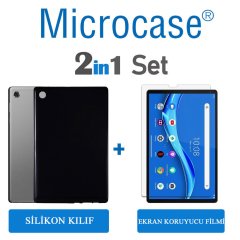 Microcase Lenovo TAB M10 10.3 inch TB-X606 X606F Silikon Soft Kılıf - Siyah + Ekran Koruma Filmi