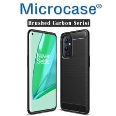 Microcase Oneplus 9 Pro Brushed Carbon Fiber Silikon Kılıf - Siyah