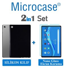 Microcase Lenovo TAB M10 10.3 inch TB-X606 X606F Silikon Soft Kılıf - Siyah + Nano Esnek Ekran Koruma Filmi