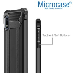 Microcase Samsung Galaxy A10 King Serisi Armor Perfect Koruma Kılıf Siyah + Tempered Glass Cam Koruma (SEÇENEKLİ)