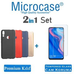 Microcase Huawei P Smart Z Premium Matte Silikon Kılıf + Tempered Glass Cam Koruma (SEÇ)