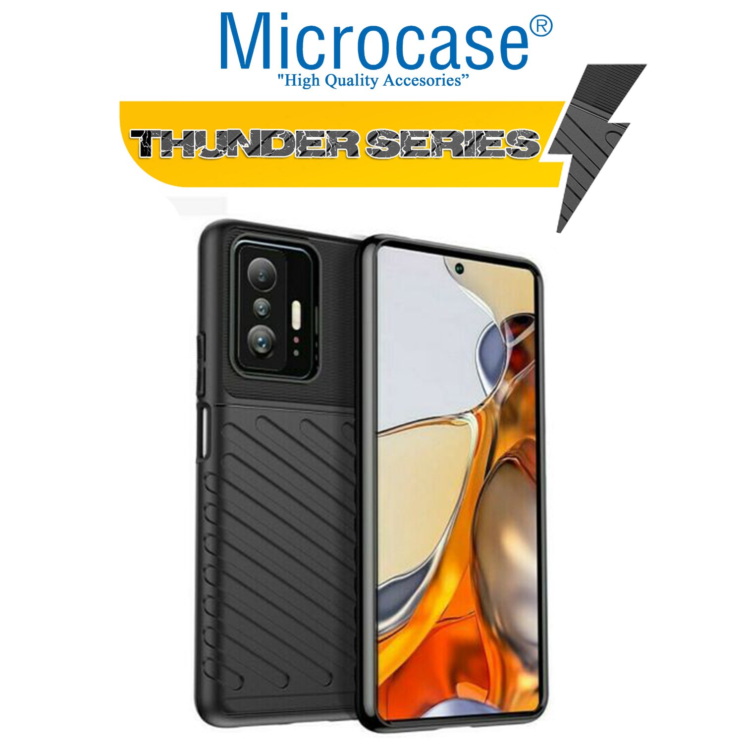 Microcase Xiaomi 11T Thunder Serisi Darbeye Dayanıklı Silikon Kılıf - Siyah