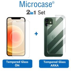iPhone 12 Mini Ön Arka Set Tempered Glass Cam Ekran Koruma