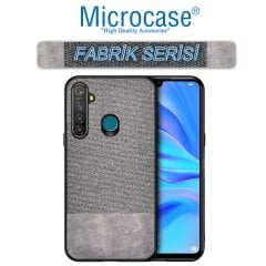 Microcase Oppo Realme 6i Fabrik Serisi Kumaş ve Deri Desen Kılıf - Gri