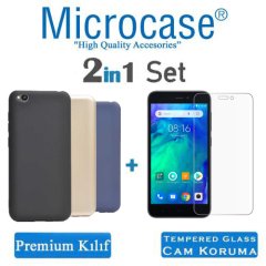 Microcase Xiaomi Redmi Go Premium Matte Silikon Kılıf + Tempered Glass Cam Koruma (SEÇ)