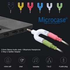 Microcase Cep Telefonu Tablet Notebook için 3.5 mm Çift Çıkış Kulaklık ve Mikrofon Adaptörü - AL2594 (SEÇENEKLİ)