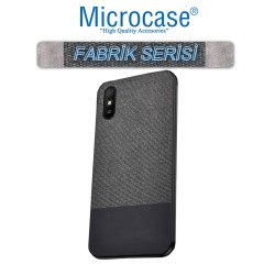 Microcase Xiaomi Redmi 9A Fabrik Serisi Kumaş ve Deri Desen Kılıf - Siyah