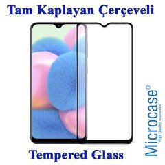 Microcase Samsung Galaxy A30s Tam Kaplayan Çerçeveli Tempered Ekran Koruyucu - SİYAH