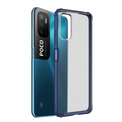 Microcase Xiaomi Poco M3 Pro Luna Serisi Köşe Korumalı Sert Rubber Kılıf - Mavi