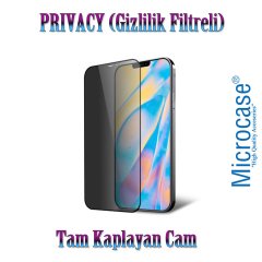 iPhone 12 Pro Privacy Gizlilik Filtreli Tam Kaplayan Cam - Siyah