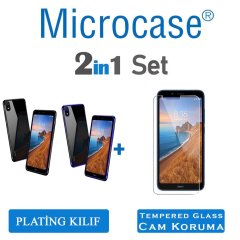 Microcase Xiaomi Redmi 7A Plating Series Silikon Kılıf + Tempered Glass Cam Koruma (SEÇENEKLİ)