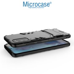 Microcase Samsung Galaxy S20 Alfa Serisi Armor Standlı Perfect Koruma Kılıf - Siyah