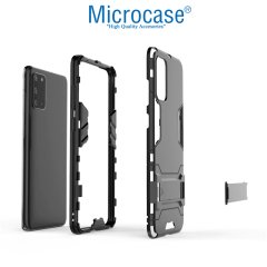 Microcase Samsung Galaxy S20 Alfa Serisi Armor Standlı Perfect Koruma Kılıf - Siyah