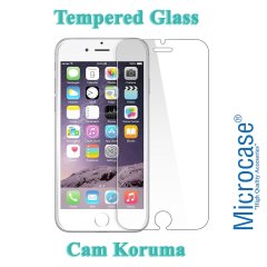 Microcase iPhone 6 - iPhone 6s Fabrik Serisi Kumaş ve Deri Desen Kılıf - Siyah + Tempered Glass Cam Koruma