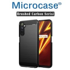 Microcase Realme 6 Pro Brushed Carbon Fiber Silikon Kılıf - Siyah