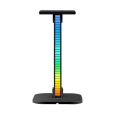 Microcase Universal Sese Duyarlı RGB Led Işıklı Oyuncu Kulaklık Standı Askısı AL4352 Siyah