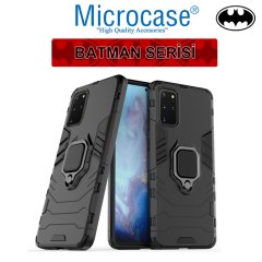 Microcase Samsung Galaxy S20 Plus Batman Serisi Yüzük Standlı Armor Kılıf - Siyah