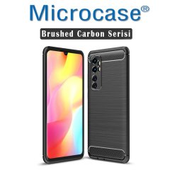 Microcase Xiaomi Mi Note 10 Lite Brushed Carbon Fiber Silikon Kılıf - Siyah