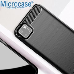 Microcase Huawei Y5p - Honor 9s Brushed Carbon Fiber Silikon Kılıf - Siyah