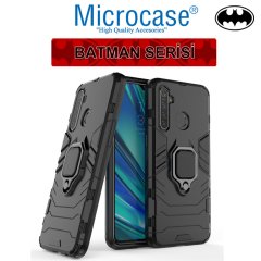 Microcase Realme 5 Pro Batman Serisi Yüzük Standlı Armor Kılıf - Siyah