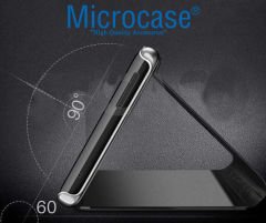 Microcase Huawei Mate 30 Lite Aynalı Kapak Clear View Flip Cover Mirror Kılıf - Siyah