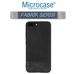 Microcase iPhone 7 Plus Fabrik Serisi Kumaş ve Deri Desen Kılıf - Siyah